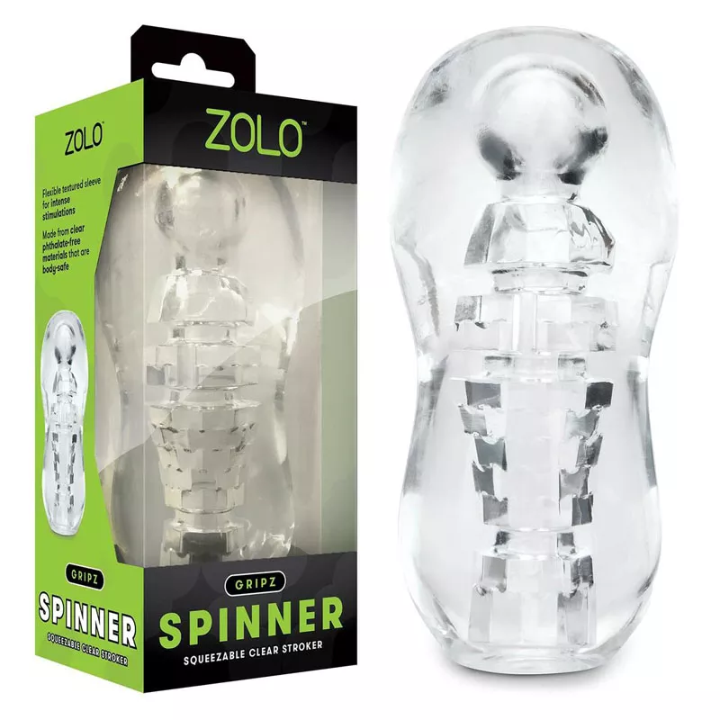 zolo-gripz-spinner-squeezable-stroker-clear Zolo – Gripz Spinner Squeezable Stroker (Clear)