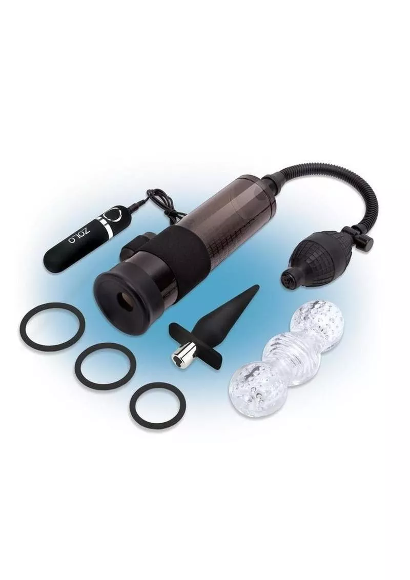 zolo-pump-pleasure-set-6pc-masturbator-kit-black Zolo Pump and Pleasure Set 6pc Masturbator Kit – Black